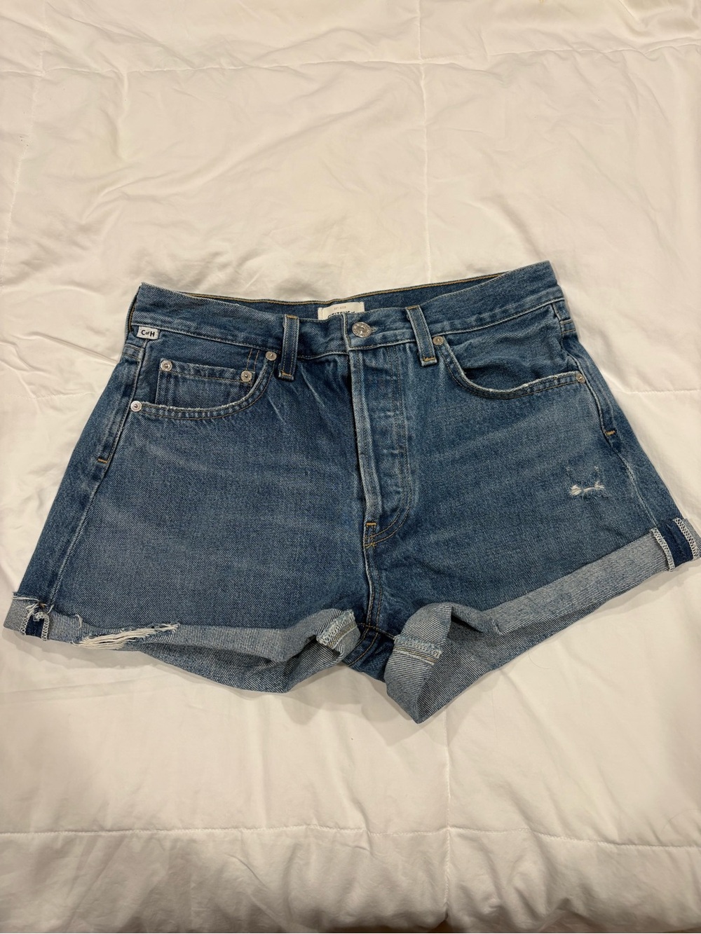 Citizens Of Humanity Medium Wash Rolled-Hem Denim Shorts